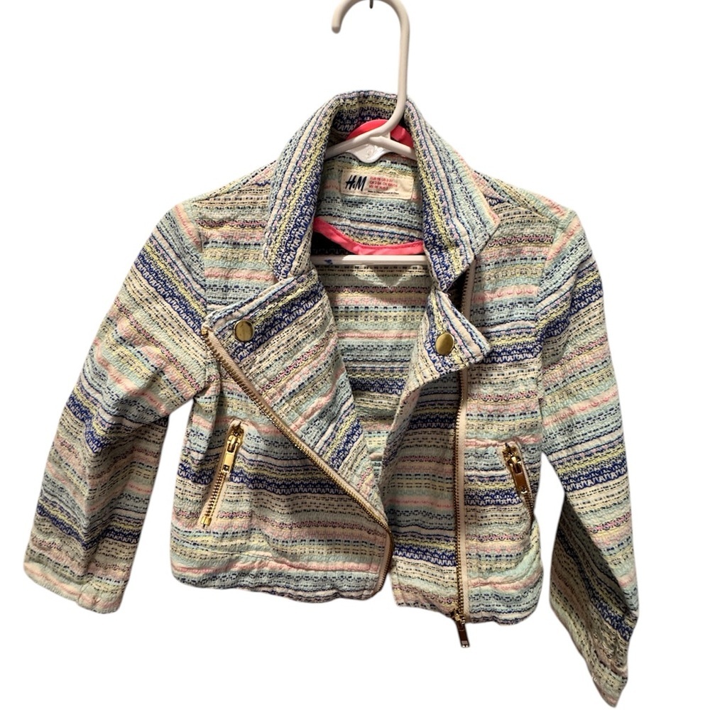 H&M Striped Kids Blazer with Zipper Details